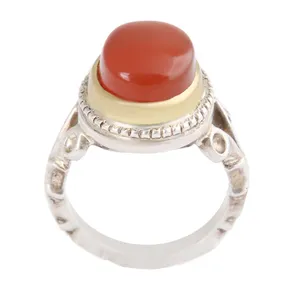 انگشتر نقره مردانه بازرگانی میلادی مدل عقیق رکاب دست ساز کد AM_2581