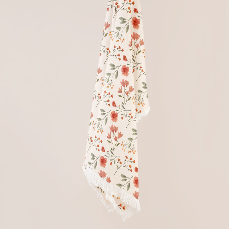 شال مبل مدل گل دار کد F2SH1074 سایز 100x180 سانتی متر