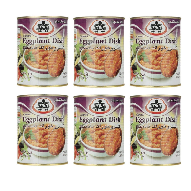 کنسرو خوراک بادمجان یک و یک - 370 گرم بسته 6 عددی