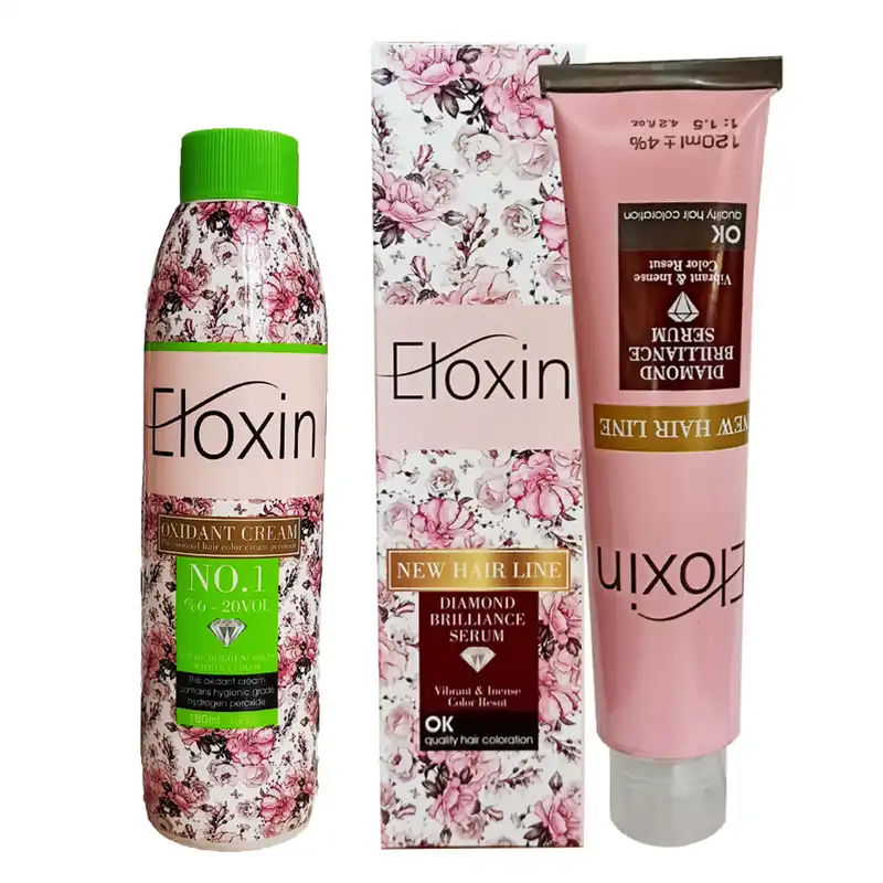 رنگ مو الوکسین شماره 7.1 حجم 120 میلی لیتر رنگ بلوند دودي متوسط به همراه اکسیدان مدل 01 شش درصدی حجم 180 میلی لیتر