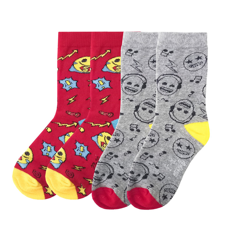 جوراب ساق کوتاه بچگانه مدل EMOJI مجموعه 2 عددی