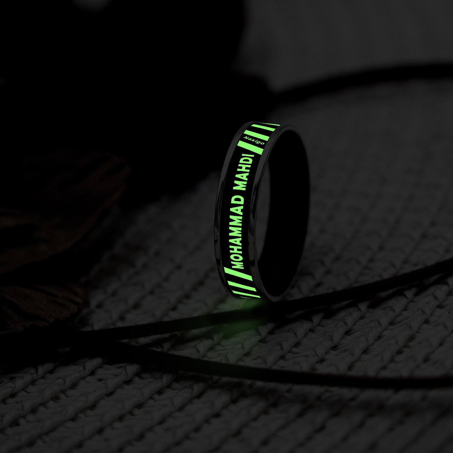 انگشتر ناکسیگو مدل شب تاب طرح محمد مهدی کد RB15851