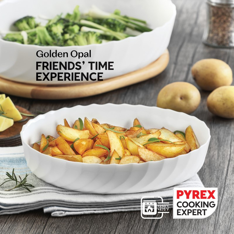 ظرف پخت گلدن اوپال مدل کنگره بیضی مجموعه 3 عددی