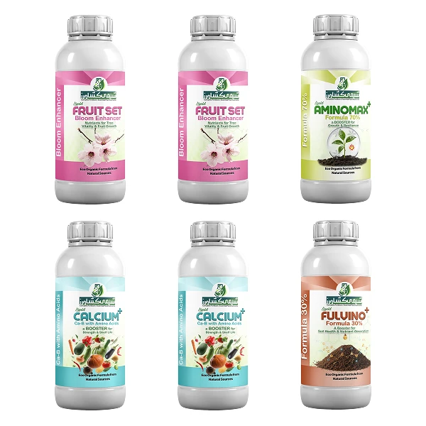 کود مایع مرکبات شیمی کشاورز مدل اصلاح و درشتی میوه مناسب برای نیم هکتار حجم یک لیتر بسته 6 عددی