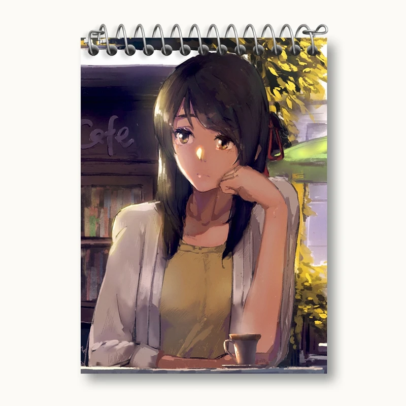 دفتر یادداشت 50 برگ خندالو مدل میتسویا میامیزو انیمه یورنیم Your Name کد 16274