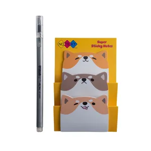 کاغذ یادداشت چسب دار مدل سگ سایز 6.5×4.5 سانتی متر به همراه روان نویس
