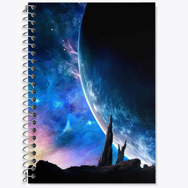 دفتر زبان 50 برگ خندالو مدل سه خط طرح کهکشان و سیاره ها کد 25379