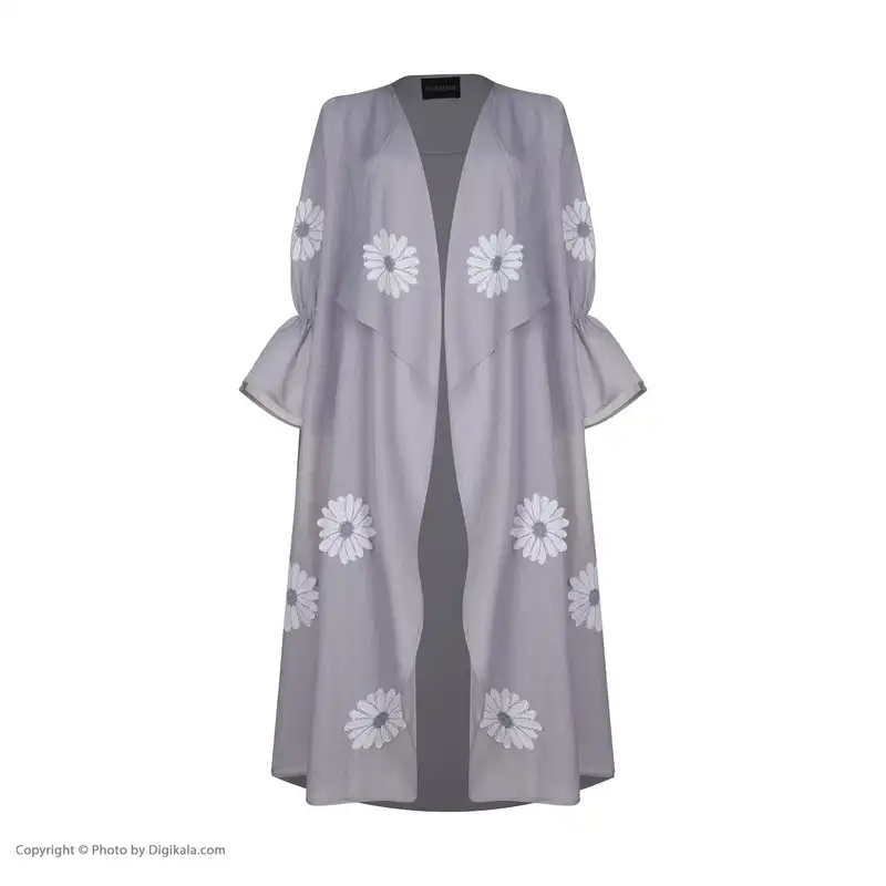 مانتو زنانه هماتاش مدل شکوفه رنگ طوسی