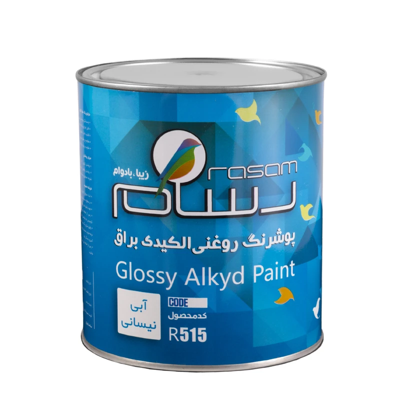  پوشرنگ روغنی آلکیدی آبی نیسانی رسام کد R515 وزن 1100 گرم