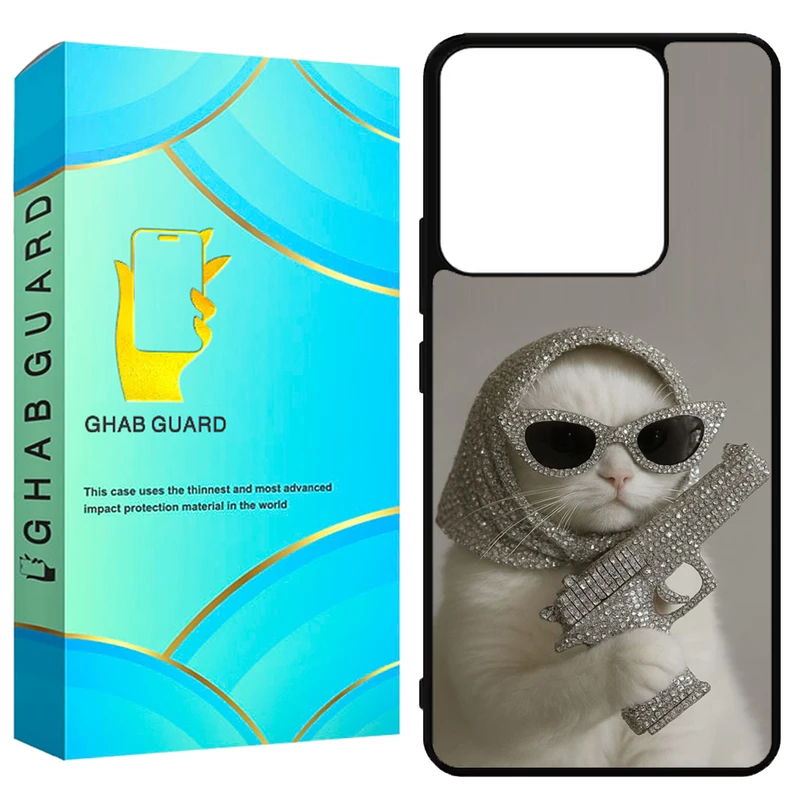 کاور قاب گارد طرح گربه و تفنگ مدل GN14 مناسب برای گوشی موبایل شیائومی Redmi Note 14 5G