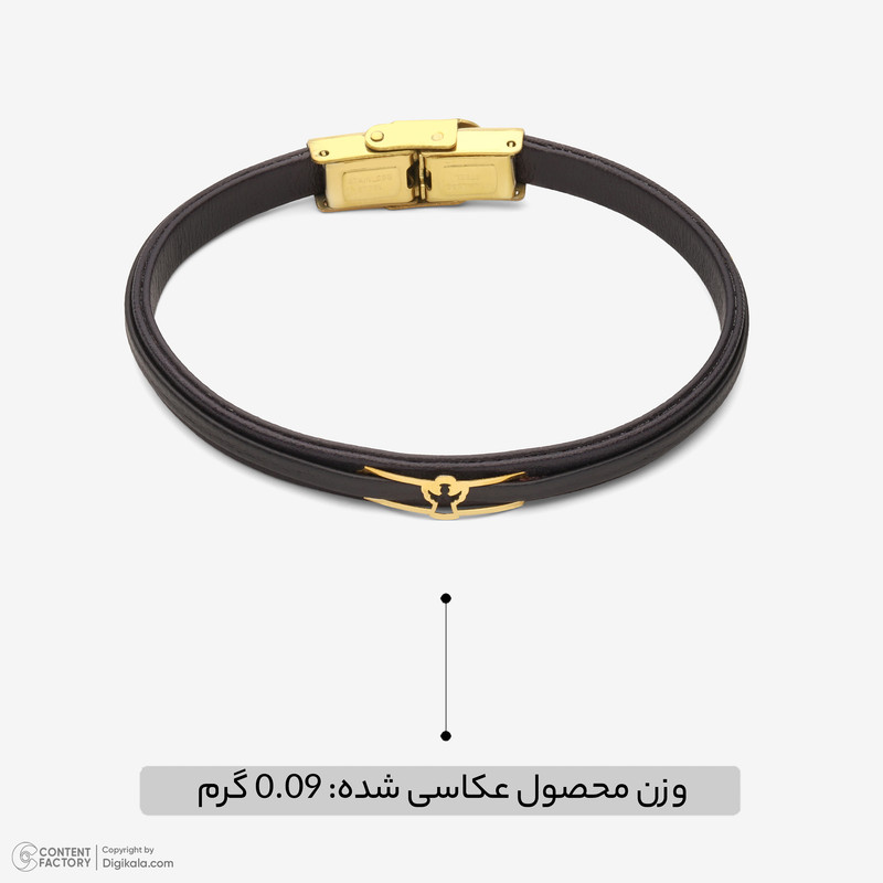 دستبند طلا 18 عیار زنانه با بند چرمی وی گالری مدل amg3505
