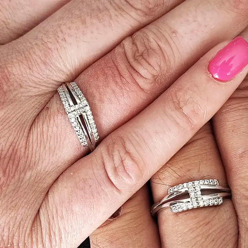 ست انگشتر نقره زنانه و مردانه  مدل حلقه ست نگین دار