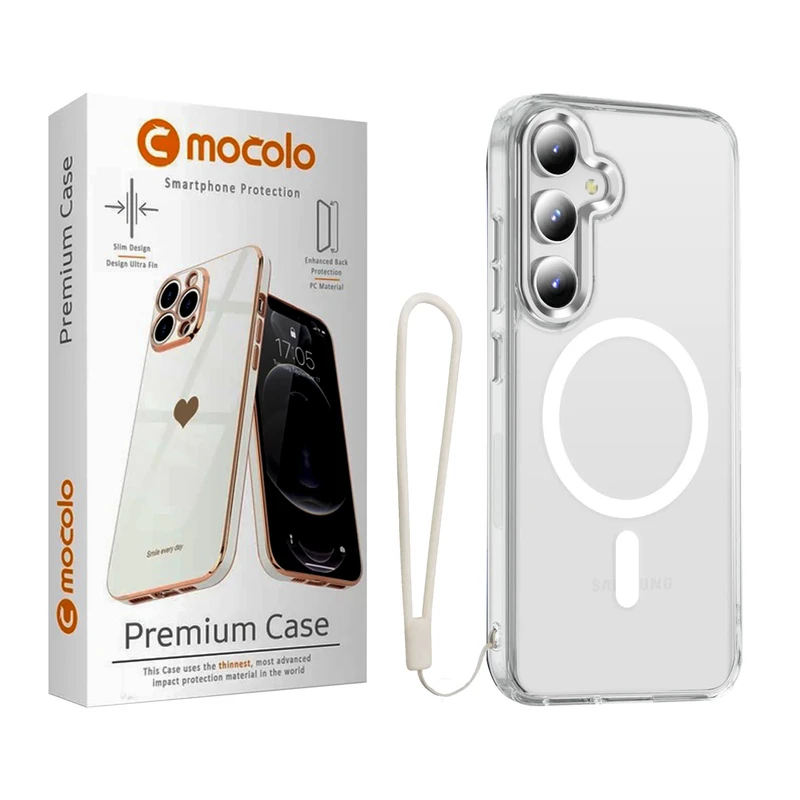 کاور موکولو مدل Clear Magsafe Strap مناسب برای گوشی موبایل سامسونگ Galaxy S24 FE به همراه بند آویز