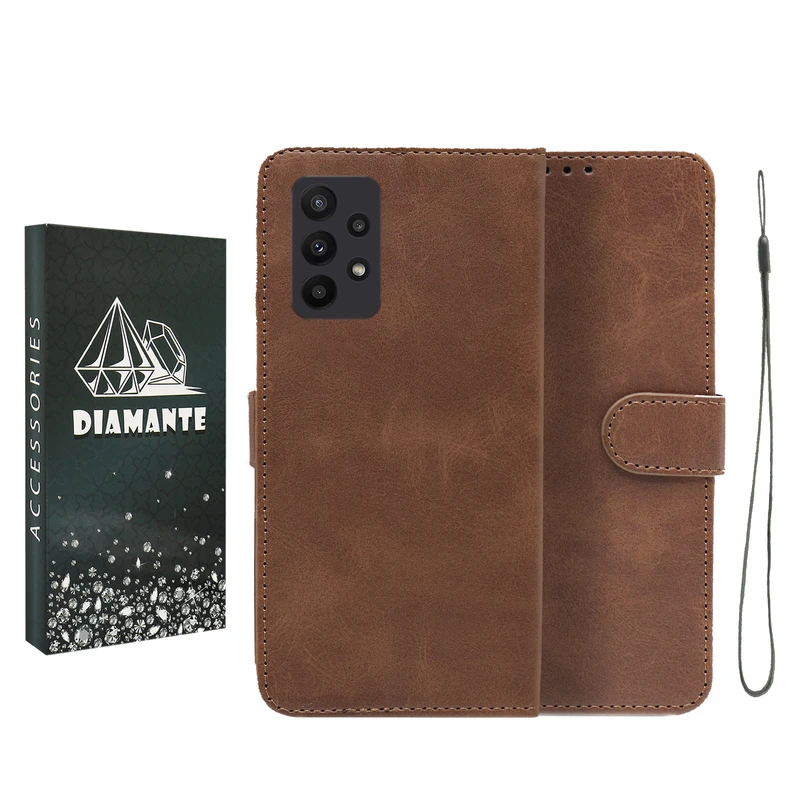 کیف کلاسوری دیامانته مدل Bandaviz Bk مناسب برای گوشی موبایل سامسونگ Galaxy A32 4G به همراه بند آویز