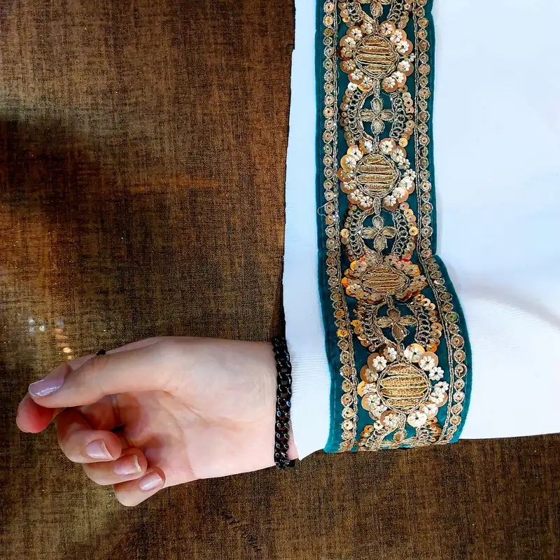 نوار یراق مدل مخمل پولک سرمه C طول 1 متر