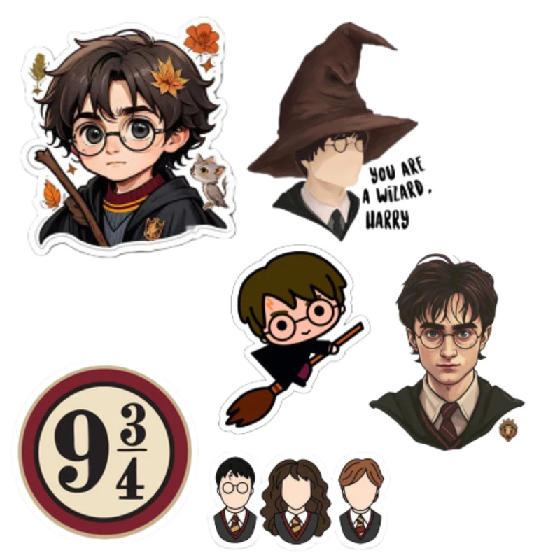 استیکر لپ تاپ طرح فیلم و فانتزی مدل Harry Potter بسته 8 عددی 