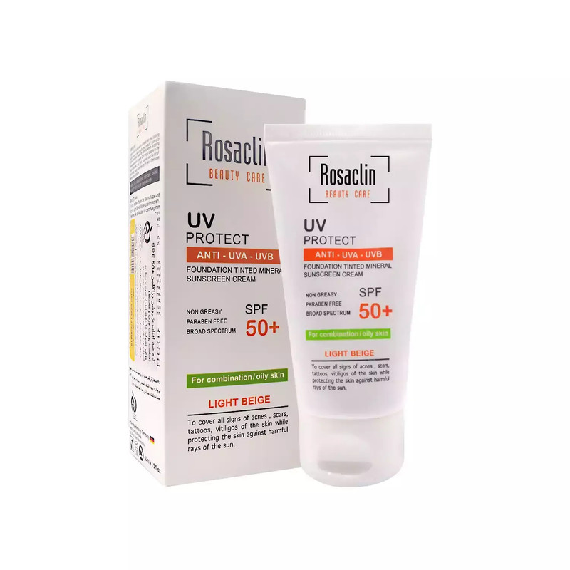 کرم ضد آفتاب رزاکلین مدل Oily light beige حجم 40 میلی لیتر