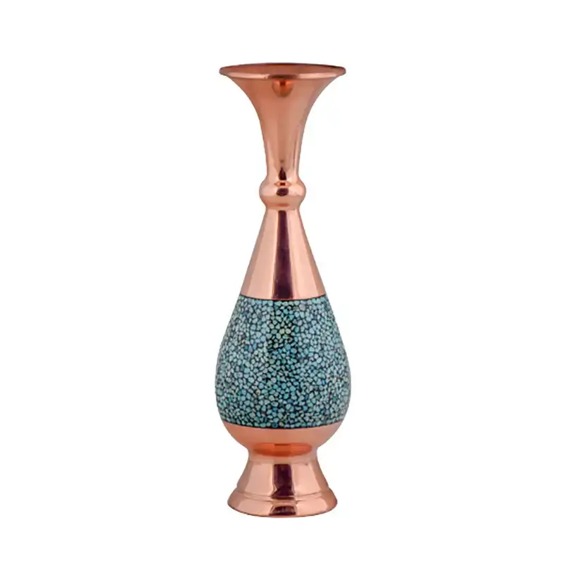 گلدان فیروزه کوبی مسی مدل صراحی کد DH-1030