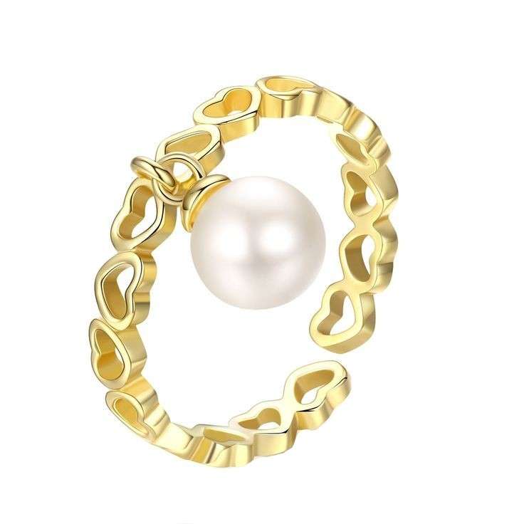  انگشتر طلا 18 عیار زنانه قیراط طرح مروارید کد GH4461