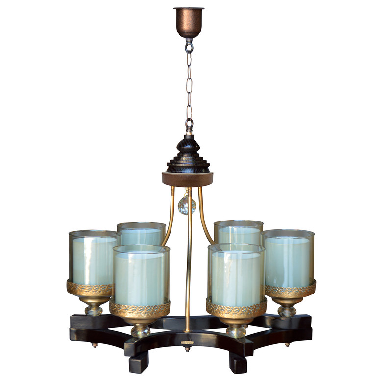 لوستر شش شعله چوبین کد 22/6