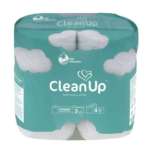 دستمال توالت کلین آپ  مدل ابر بسته 4 عددی 