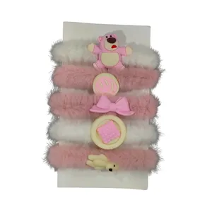 کش مو دخترانه مدل خرسی مجموعه 5 عددی