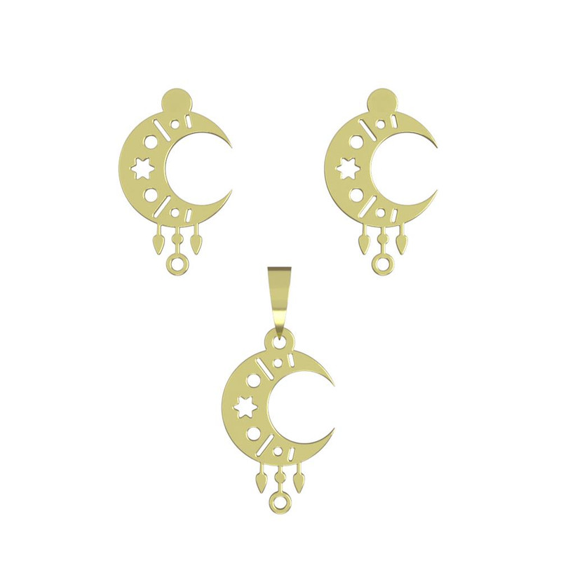 نیم ست طلا 18 عیار زنانه مدوپد مدل ماه کد NA15017 نیم ست طلا 18 عیار زنانه مدوپد مدل ماه کد NA15017