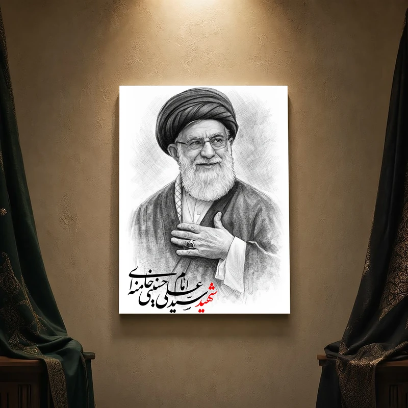 تابلو شاسی مدل مذهبی طرح رهبر شهید امام خامنه‌ای کد 253SM