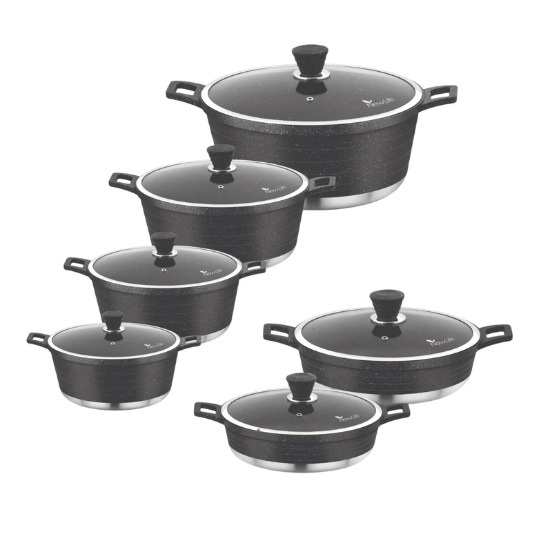 سرویس قابلمه و تابه گرانیتی 12 پارچه نیولایف مدل AFRA-6312