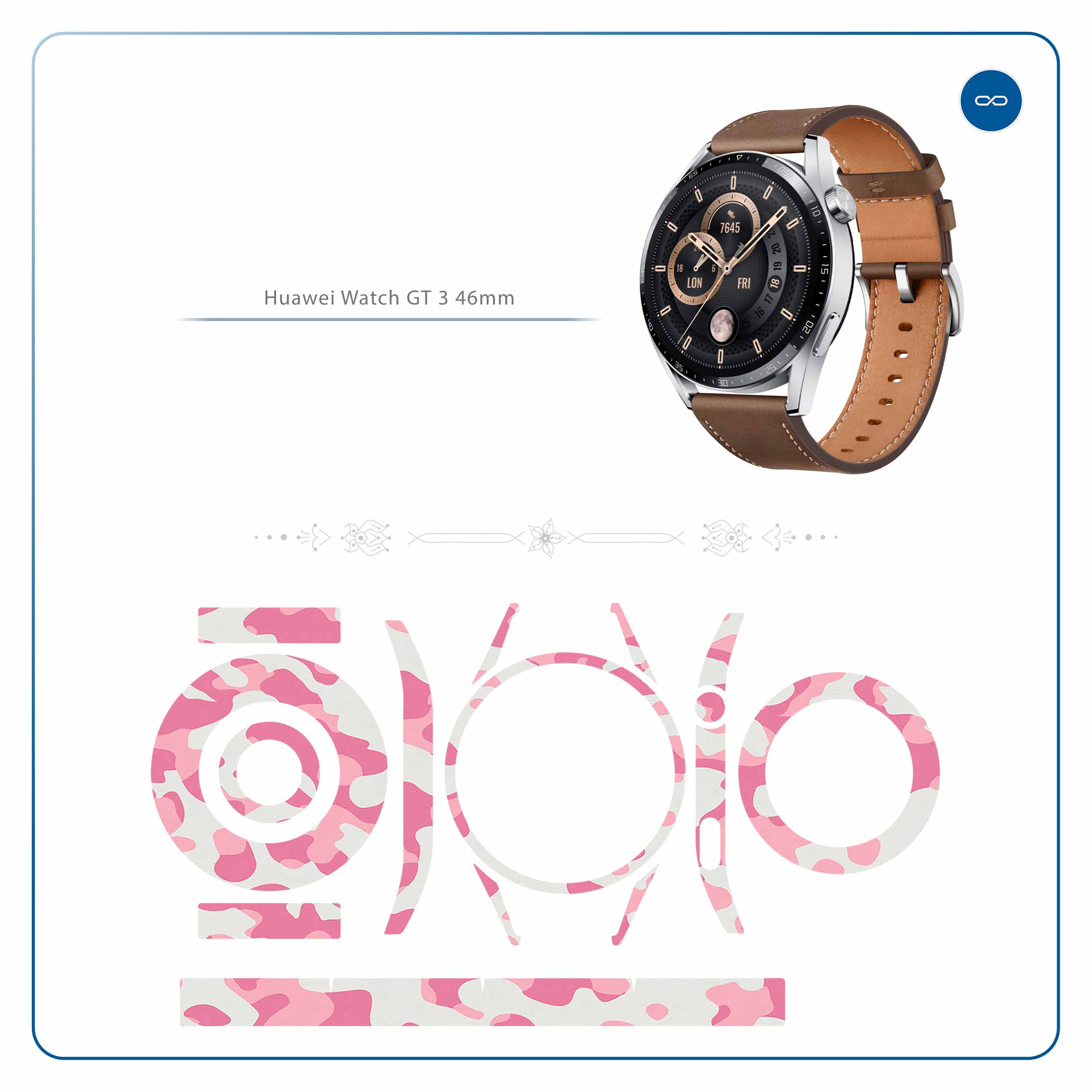 برچسب ماهوت طرح Army-Pink مناسب برای ساعت هوشمند هوآوی Watch GT 3 46mm