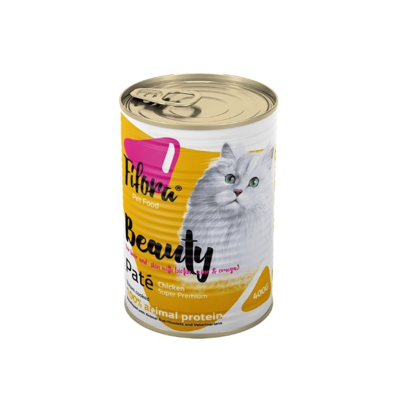 کنسرو غذای گربه بالغ فیفورا مدل Beauty Hair & Skin طعم مرغ وزن 400 گرم