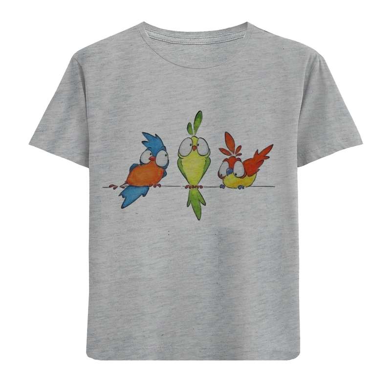 تی شرت آستین کوتاه دخترانه مدل گنجشک ها D416