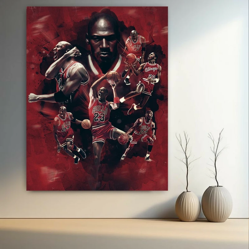  تابلو بوم طرح مخمل اسطوره دنیای بسکتبال مدل مایکل جردن(2) کد GR1180