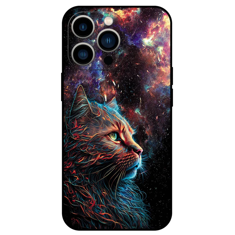 کاور مگافون طرح گربه کهکشانی مدل 4203 مناسب برای گوشی موبایل اپل iPhone 14 Pro   