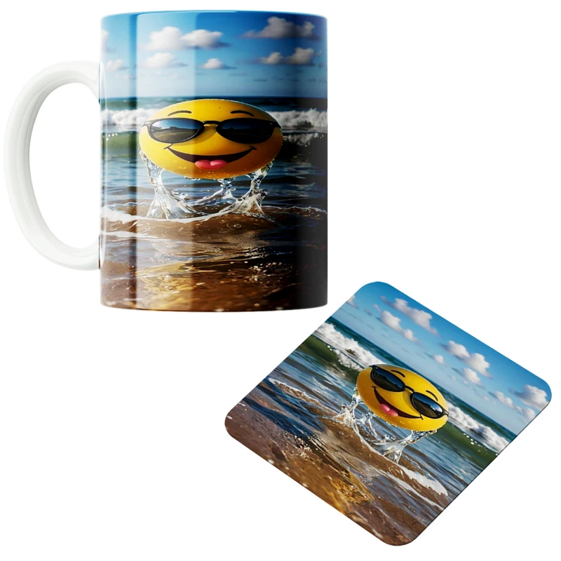 ماگ پاد آفرین مدل ایموجی کد 03 به همراه زیر لیوانی