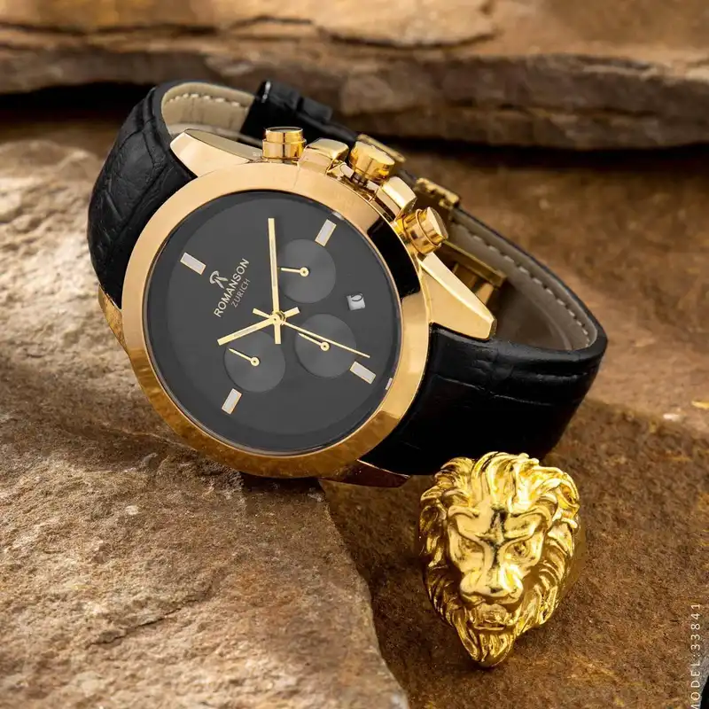 ساعت مچی عقربه‌ای مردانه رومانسون مدل سه موتور فعال کرنوگراف بند چرمی کد 3