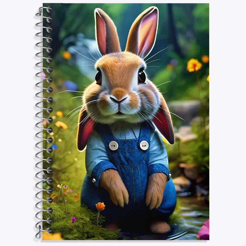 دفتر زبان 50 برگ خندالو مدل دو خط طرح خرگوش کیوت کد N1992