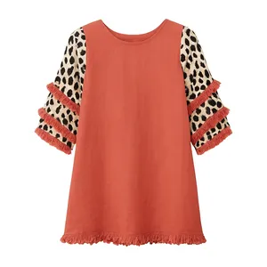 پیراهن یقه گرد زنانه مدل پلنگی 