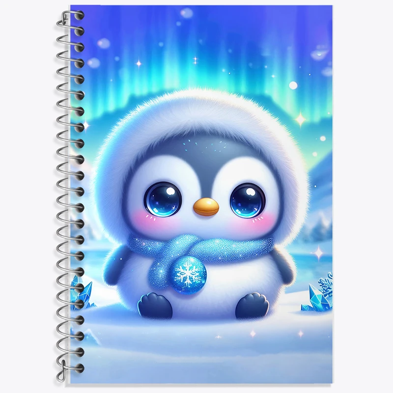 دفتر زبان 50 برگ خندالو مدل دو خط طرح پنگوئن کیوت کد F5448