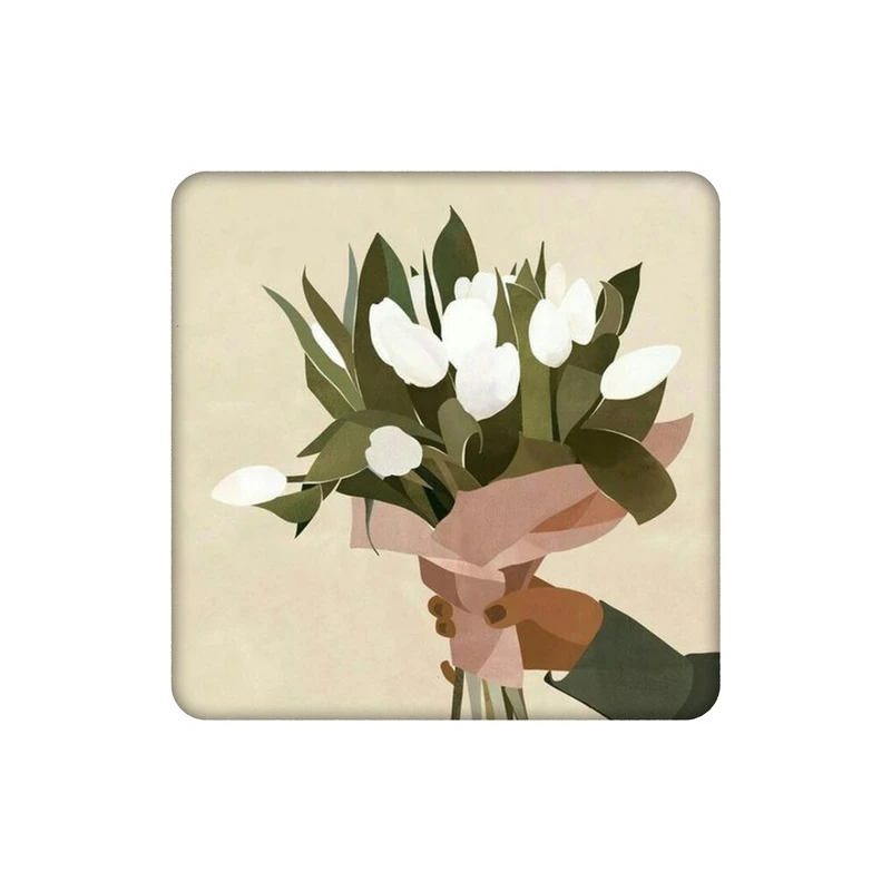 زیرلیوانی طرح دسته گل سفید کد 2441746