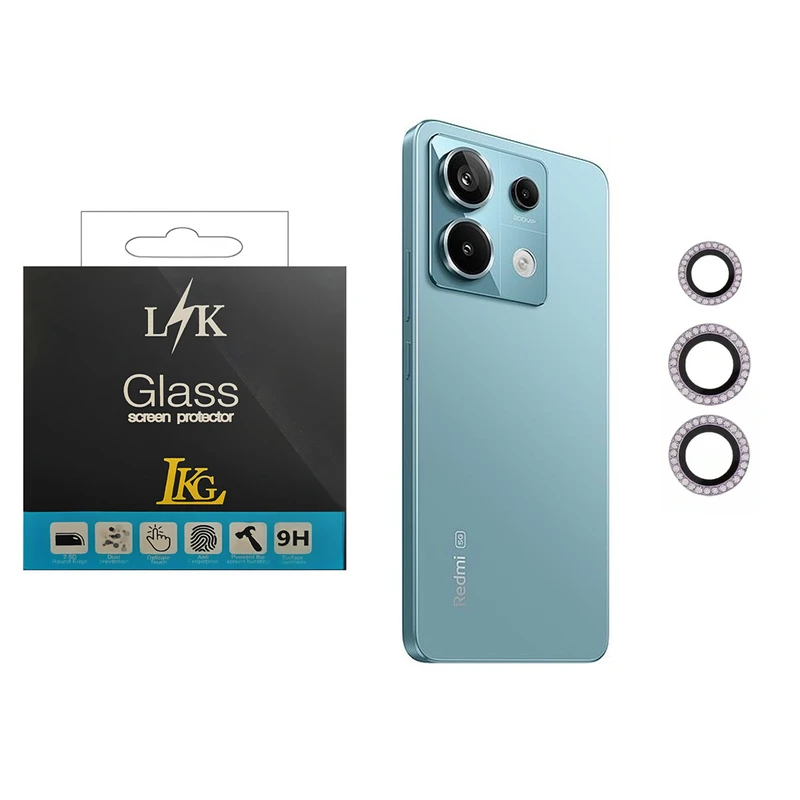 محافظ لنز دوربین ال کا جی مدل نگین دار مناسب برای گوشی موبایل شیائومی Redmi Note 13 Pro 5G