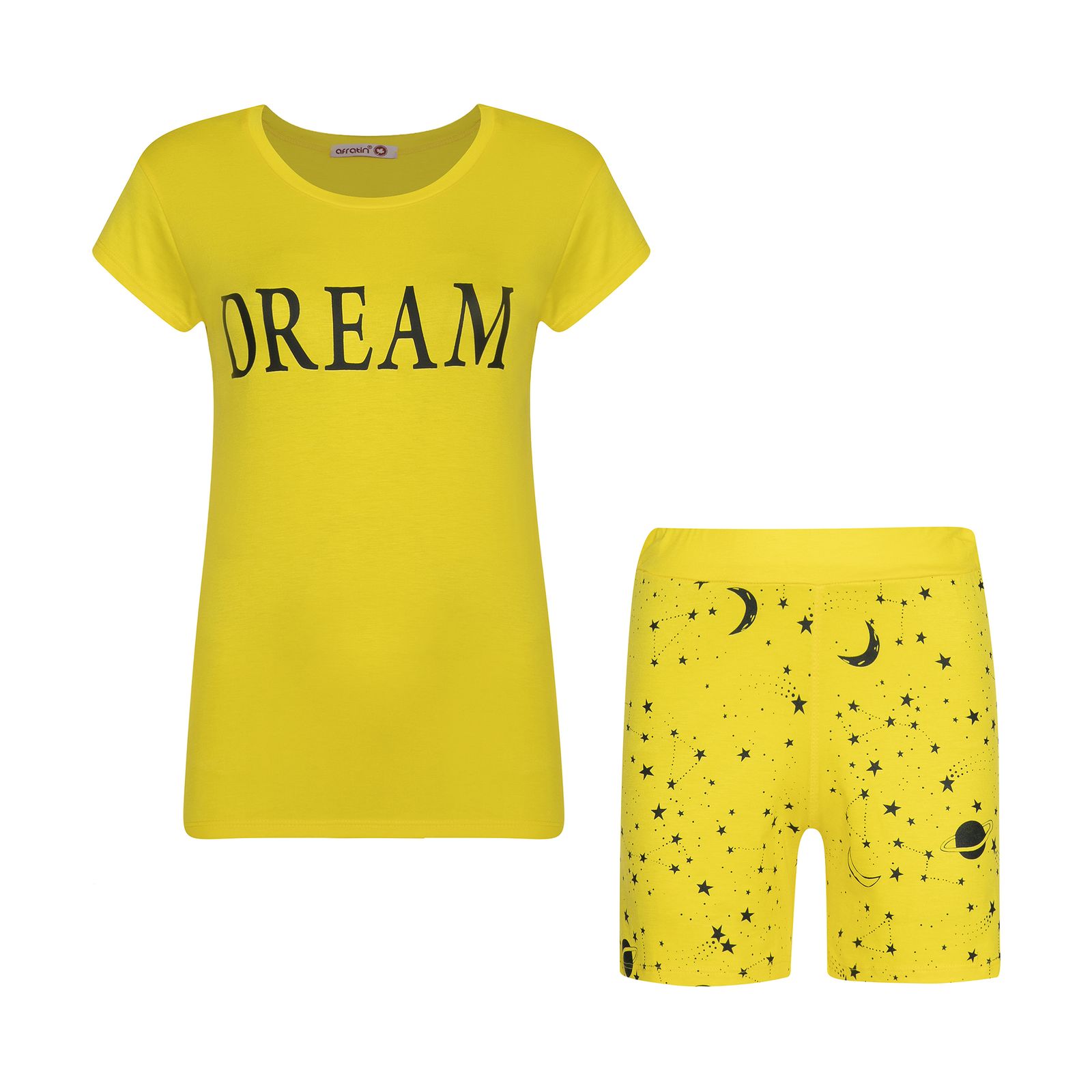 ست تی شرت و شلوارک زنانه افراتین مدل Dream کد 6558 رنگ زرد -  - 1