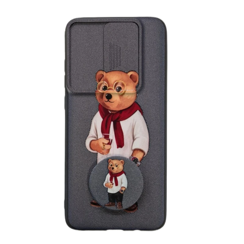کاور طرح خرس کد 872 مناسب برای گوشی موبایل شیائومی Redmi Note 8 Pro به همراه پاپ سوکت