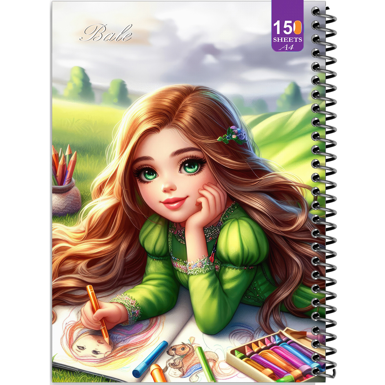دفتر نقاشی 150 برگ انتشارات  بله مدل رحلی طرح فانتزی دختر طراح کد A4-P99