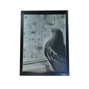 تابلو نقاشی سیاه قلم طرح پرنده و باران کد 01