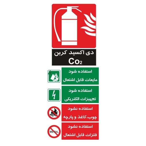 تابلو ایمنی ایمن ساین طرح کپسول آتش نشانی  co2 کد 517