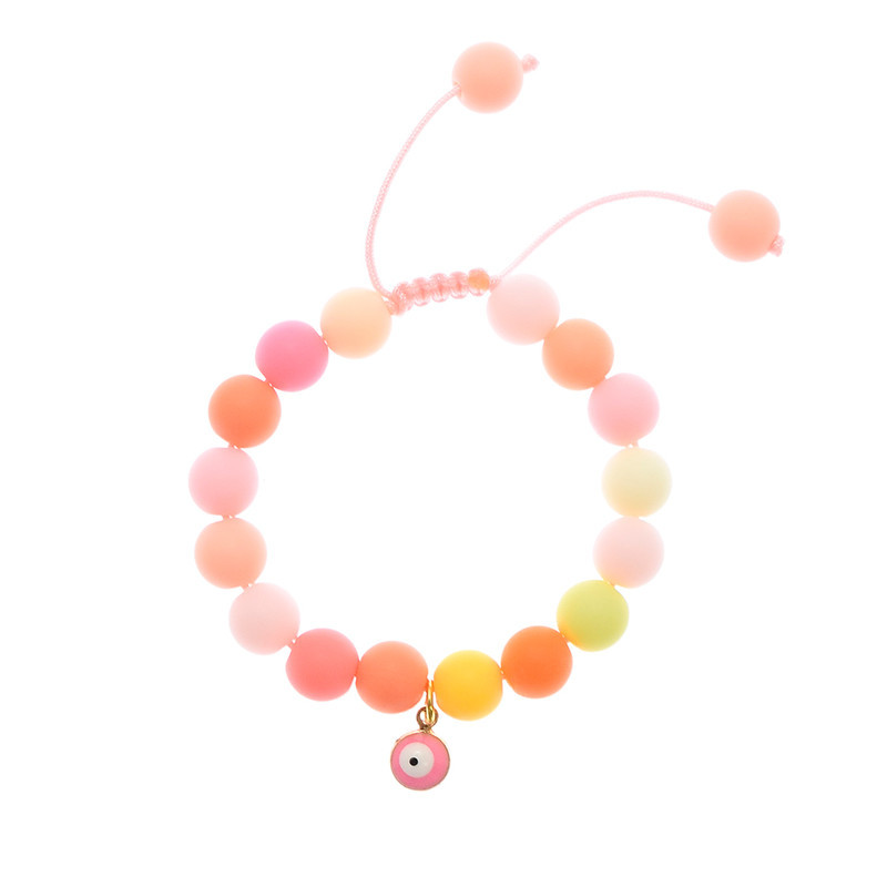 دستبند دخترانه دلنار گالری مدل چشم نظر آبنباتی مجموعه 2 عددی