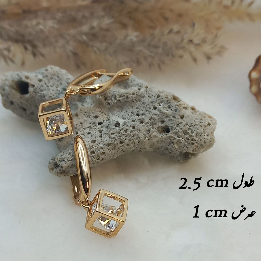 گوشواره زنانه ژوپینگ مدل مکعبی کد NN 017 -  - 3