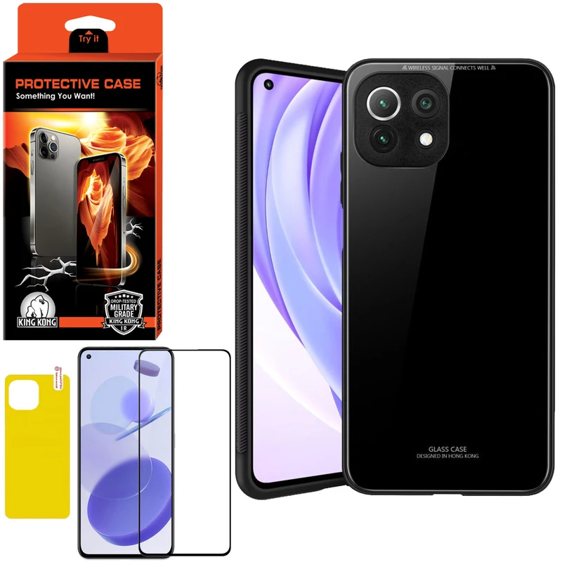 کاور کینگ کونگ مدل CVRGLS-II مناسب برای گوشی موبایل شیائومی MI 11 Lite/NE به همراه محافظ صفحه نمایش و محافظ پشت گوشی
