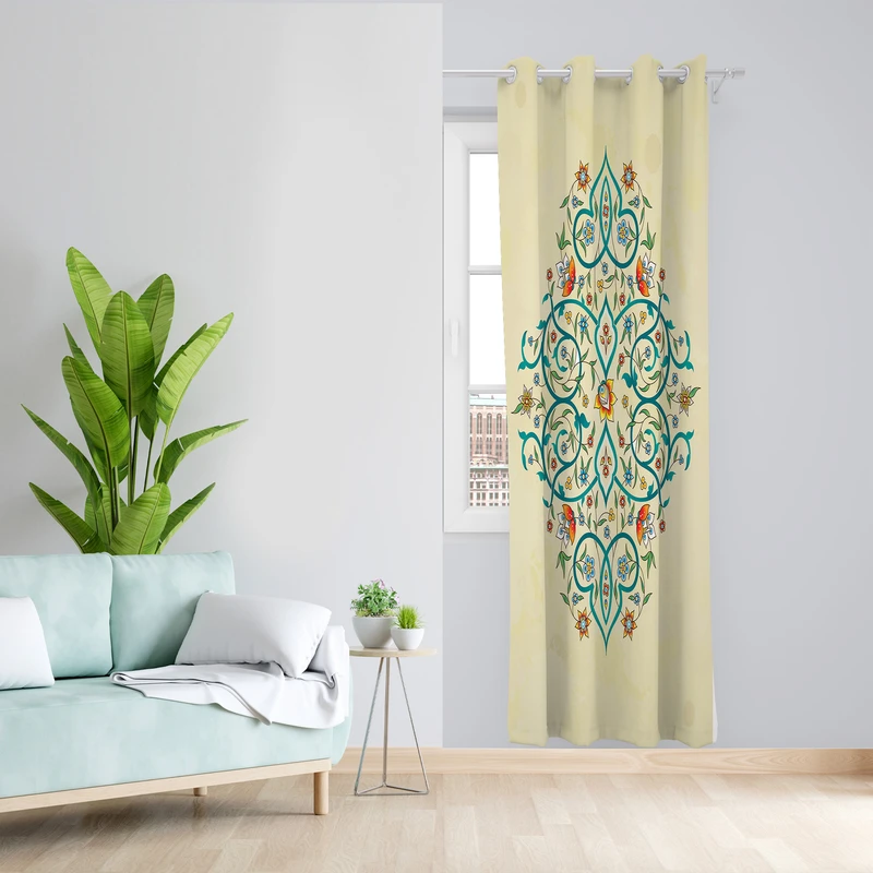 پرده طرح گل مدل مخمل پانچی کد  L104L Z سایز 140x200 سانتی متر